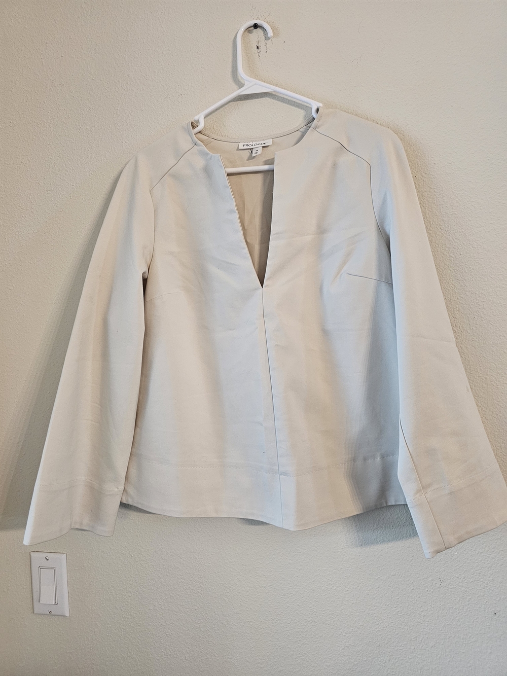 Prologue Cream Long Sleeve Notch-Neck Top